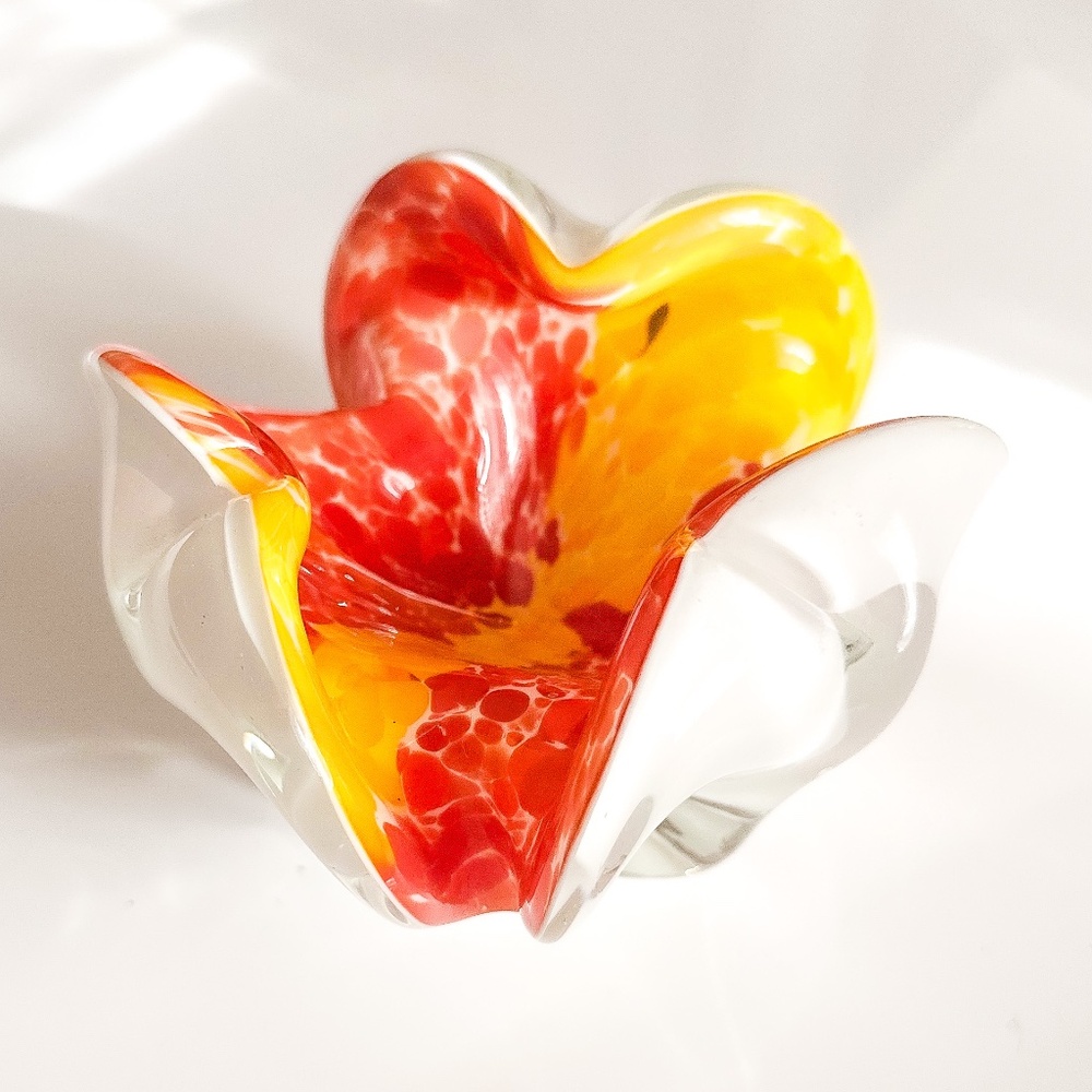 MCM Murano Italian Art Glass Bowl Yellow and Red